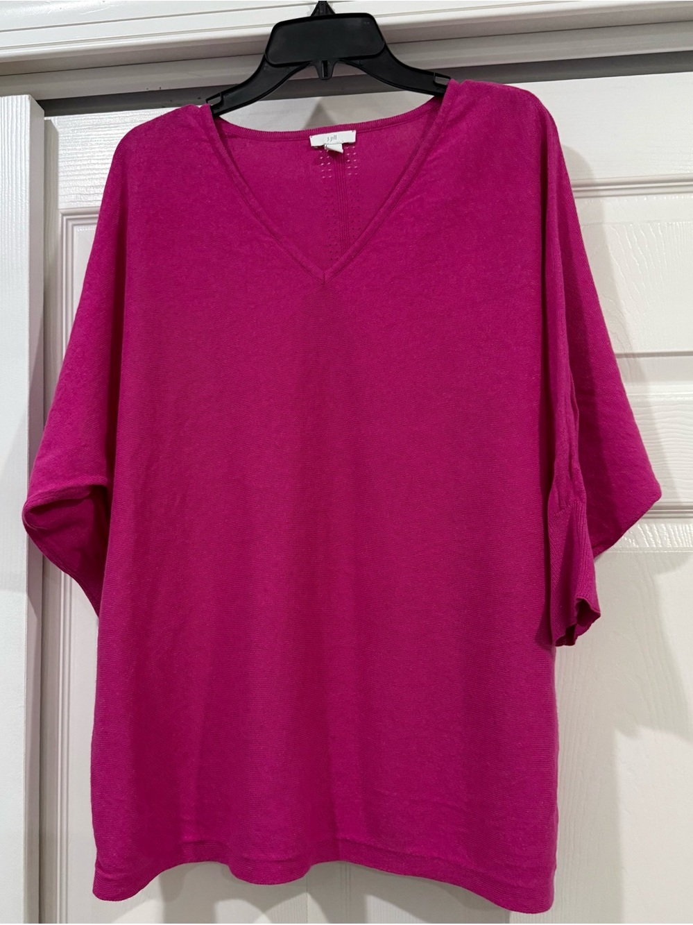 J. Jill Women's V-Neck Short Sleeve Tunic in Fuchsia Pink